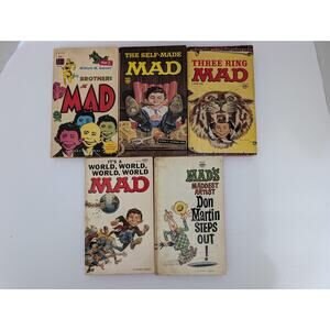Vintage MAD Magazine Paperback Lot of 5 1960s Classics Don Martin Alfred Neuman